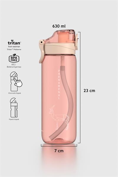 Renga Wave Duplo 630 ml Opsiyonel Pipetli Tritan Matara 912176 Bej