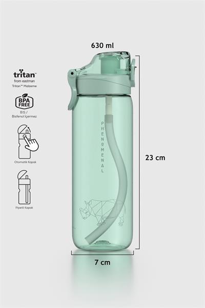 Renga Wave Duplo 630 ml Opsiyonel Pipetli Tritan Matara 912176 Yeşil