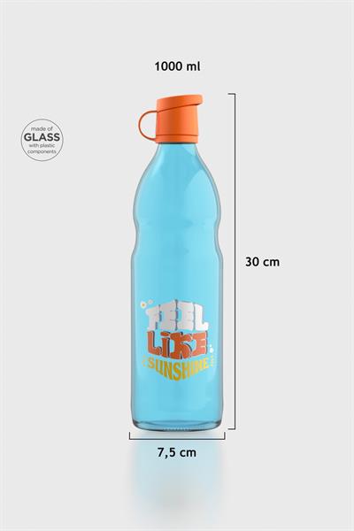 Renga Zen Feel Like Sunshine 1000 ml Cam Şişe 182050 Mavi-Turuncu