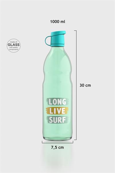 Renga Zen Long Live Surf 1000 ml Cam Şişe 182050 Yeşil-Turkuaz