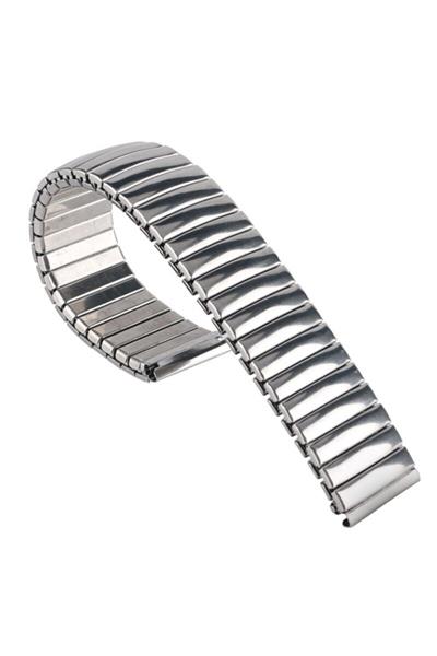 22mm Paslanmaz Çelik Yaylı Metal Saat Kordonu | Gümüş Renk | PNP Kaplamalı Esnek Bilezik Tipi