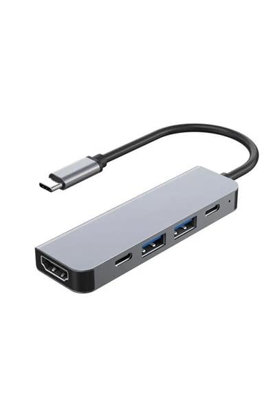 4K@30Hz Usb Type-C 5in1 Şarj,PD,HDMI ve USB 3.0 Çoğaltıcı Adaptör 5 Portlu