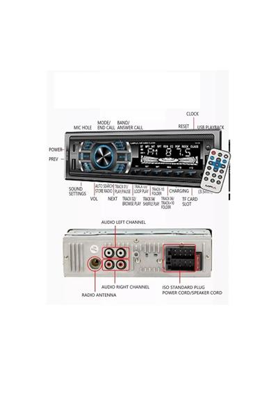 Bluetooth Oto Teyp | 4x60W Kumandalı, Çift USB & Type-C, AUX Girişli