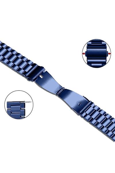 Samsung Galaxy Watch 4 Classic Uyumlu 20mm Lacivert Çelik Metal Saat Kordonu | Geleneksel Pimli