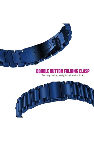 Samsung Galaxy Watch 4 Classic Uyumlu 20mm Lacivert Çelik Metal Saat Kordonu | Geleneksel Pimli