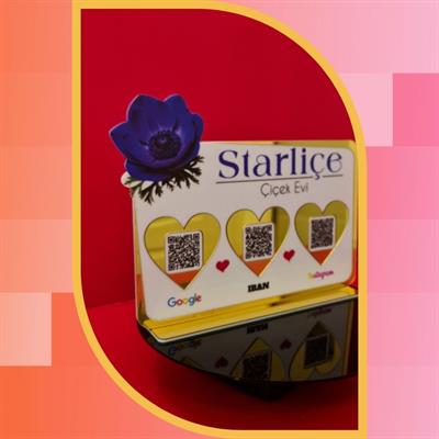 3-Piece QR Code & IBAN Payment Stand with 3D Flower Motif and Heart Detail