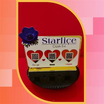 3-Piece QR Code & IBAN Payment Stand with 3D Flower Motif and Heart Detail