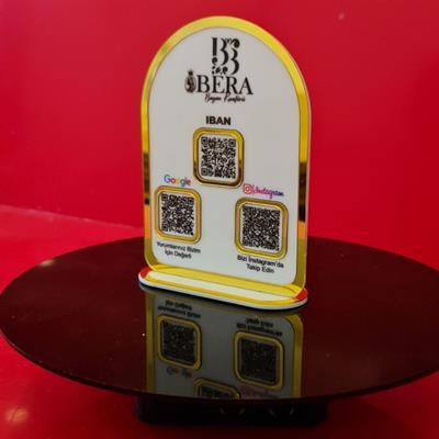 3lü QR Kod Standı Google, Instagram, IBAN ve Sosyal Medya Panosu