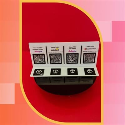 Professional Desktop Information and Payment Panel with 4 QR Codes and 4 NFC Supports