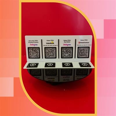 Professional Desktop Information and Payment Panel with 4 QR Codes and 4 NFC Supports