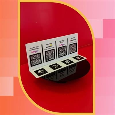 Professional Desktop Information and Payment Panel with 4 QR Codes and 4 NFC Supports