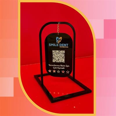 Hanging Plexiglass Desktop QR Code and Google Comment Stand - Swinging Design