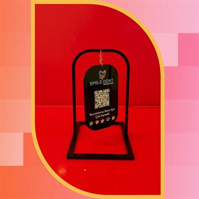 Hanging Plexiglass Desktop QR Code and Google Comment Stand - Swinging Design