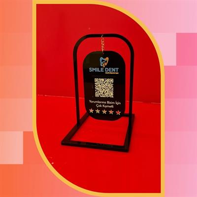 Hanging Plexiglass Desktop QR Code and Google Comment Stand - Swinging Design