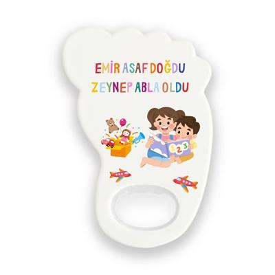 Ayak Şeklinde Kişiye Özel Magnet – Kardeş Doğumu & Abla Olma Temalı