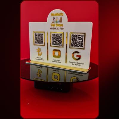 Ayna Pleksi Ayaklı QR Kod ve Sosyal Medya Standı (20x14 cm)