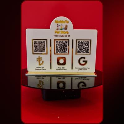 Ayna Pleksi Ayaklı QR Kod ve Sosyal Medya Standı (20x14 cm)