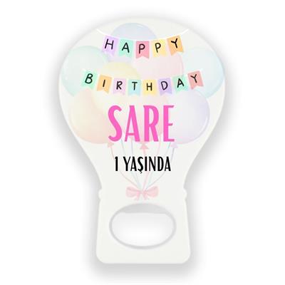 Balon Şeklinde Kişiye Özel Doğum Günü Magnet – Sare 1 Yaşında Tasarımı