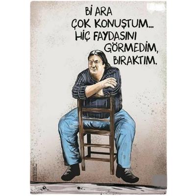 Bi Ara Çok Konuştum Ahşap Retro Vintage Poster