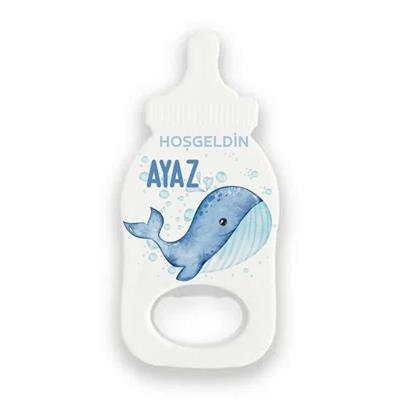 Biberon Şeklinde Magnet Açacak – Ayaza Özel Balina Temalı Hoşgeldin Hediyesi