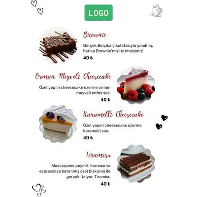 Butik Tatlı Menüsü A3 - Samimi ve Şık PVC Menü
