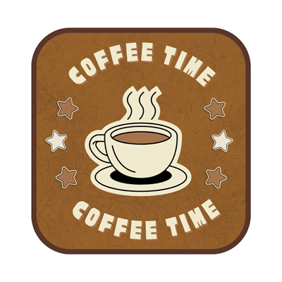 Coffee Time Desenli 6lı Ahşap Bardak Altlığı