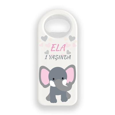 Dik Magnet – Kişiye Özel Fil Temalı Doğum Günü Magneti – Ela 1 Yaşında