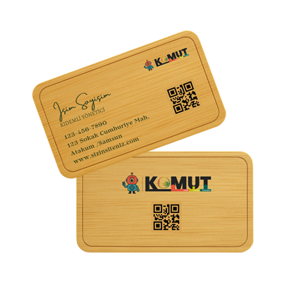 Doğal Bambu Kartvizit - UV Baskılı, Çift Taraflı