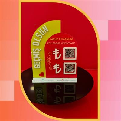 Pharmacy Special 3D Written Double IBAN and QR Code Payment Stand - 