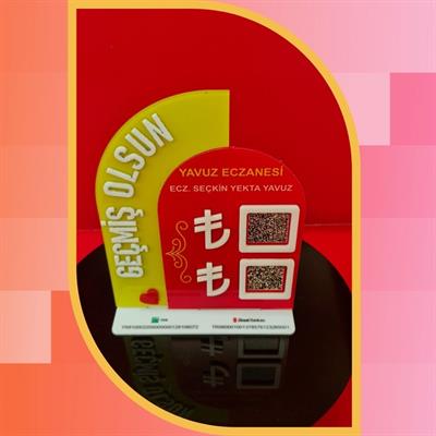 Pharmacy Special 3D Written Double IBAN and QR Code Payment Stand - 