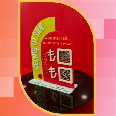 Pharmacy Special 3D Written Double IBAN and QR Code Payment Stand - 