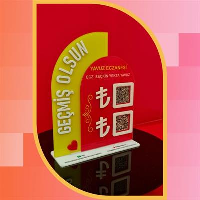 Pharmacy Special 3D Written Double IBAN and QR Code Payment Stand - 