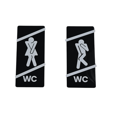 Eğlenceli Siyah-Beyaz WC Kapı Panosu – 10x20 cm Erkek & Kadın Seti