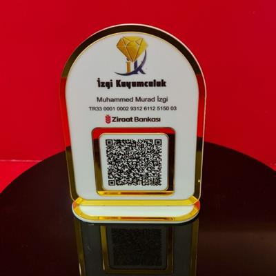 Eko Seri - Kişiye Özel Pleksi IBAN ve QR Kod Panosu (Altın Detaylı)