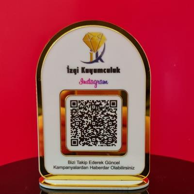 Eko Seri - Kişiye Özel Pleksi IBAN ve QR Kod Panosu (Altın Detaylı)