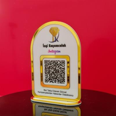 Eko Seri - Kişiye Özel Pleksi IBAN ve QR Kod Panosu (Altın Detaylı)