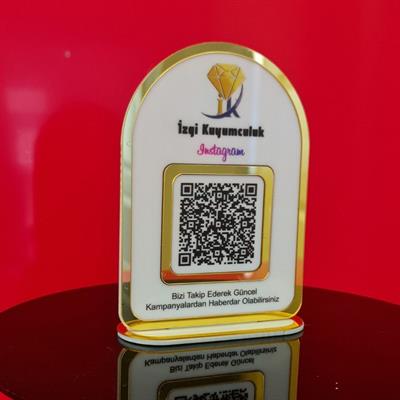 Eko Seri - Kişiye Özel Pleksi IBAN ve QR Kod Panosu (Altın Detaylı)