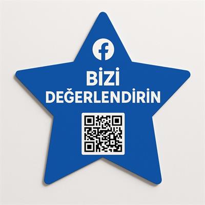 Facebook Yıldız Şeklinde Değerlendirme Kartı - QR Kodlu
