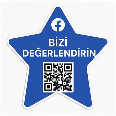Facebook Yıldız Şeklinde Değerlendirme Kartı - QR Kodlu