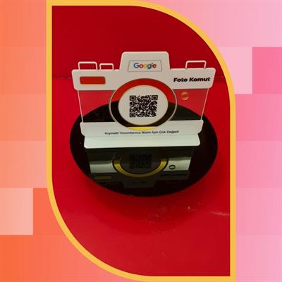 Photographer Google Comment QR Code Stand with Special Camera Form - Gold Mirrored