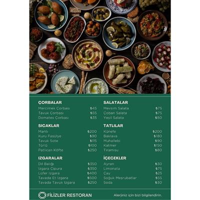 Geleneksel Türk Mutfağı Menüsü A3 - PVC Çift Taraflı Baskı