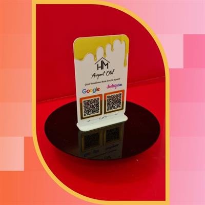 Gold Damla Detaylı Otel Tipi 2li QR Kod Standı - Google Yorum ve Instagram Panosu