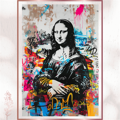 Graffiti Mona Lisa Tablo - Renkli Modern Poster