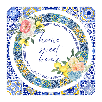 Home Sweet Home Desenli 6lı Ahşap Bardak Altlığı