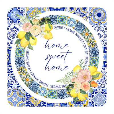 Home Sweet Home Desenli 6lı Ahşap Bardak Altlığı