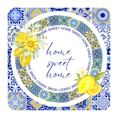 Home Sweet Home Desenli 6lı Ahşap Bardak Altlığı