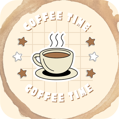 Kahve Saatini Hatırlatan Tasarımlı 6lı Ahşap Bardak Altlığı