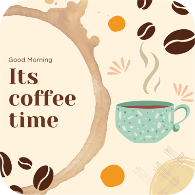 Kahve Saatini Hatırlatan Tasarımlı 6lı Ahşap Bardak Altlığı