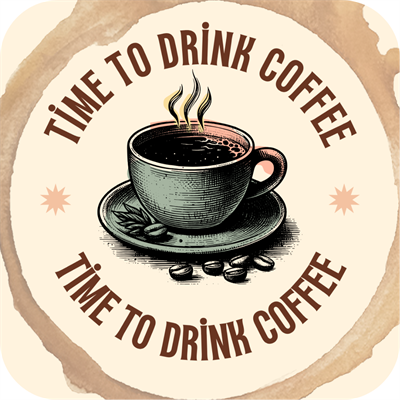 Kahve Saatini Hatırlatan Tasarımlı 6lı Ahşap Bardak Altlığı