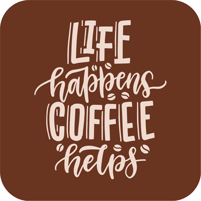 Kahve Temalı Yazılı Tasarımlı 6lı Ahşap Bardak Altlığı